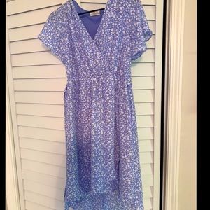 High-low blue floral dress